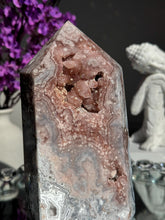 Load image into Gallery viewer, Pink amethyst tower with agate 2993
