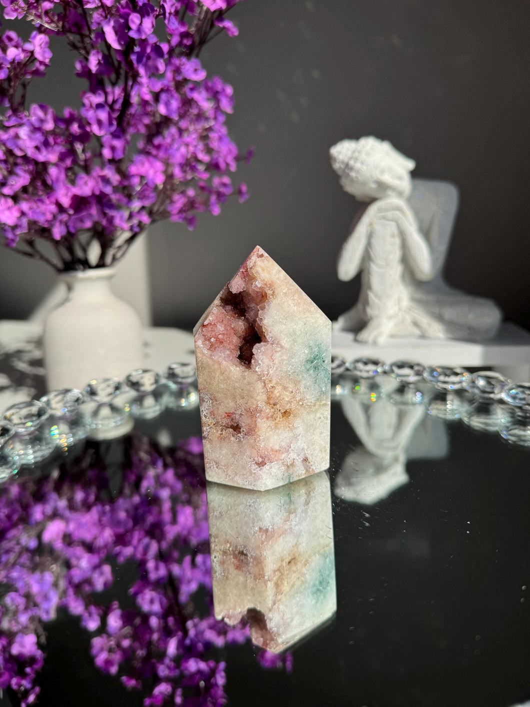 Druzy Pink amethyst tower 2996