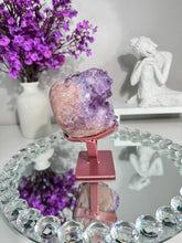 Load image into Gallery viewer, High quality Druzy Pink amethyst heart with amethyst healing crystals 2842
