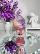 Load image into Gallery viewer, Druzy Pink amethyst geode with amethyst healing crystals 2843
