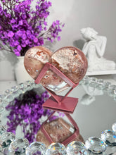 Load image into Gallery viewer, Druzy Pink amethyst heart with amethyst healing crystals 2846
