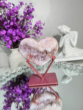 Load image into Gallery viewer, Druzy Pink amethyst heart with amethyst healing crystals 2847
