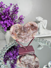 Load image into Gallery viewer, Druzy Pink amethyst heart with amethyst and jasper healing crystals 2844
