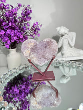 Load image into Gallery viewer, Druzy Pink amethyst heart with amethyst healing crystals 2846 C
