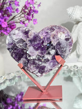 Load image into Gallery viewer, High quality saturated Druzy amethyst and Pink amethyst heart healing crystals 2845
