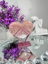 Load image into Gallery viewer, Druzy Pink amethyst heart with amethyst healing crystals 2846
