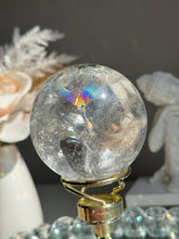 Load image into Gallery viewer, Lemurian quartz sphere with big rainbows 2502 rainbow lemurian
