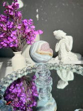 Load image into Gallery viewer, Lilac druzy Amethyst sphere with agate banding amethyst geode 1962
