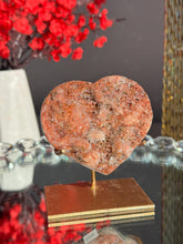 Load image into Gallery viewer, Red Druzy Pink amethyst heart 3023
