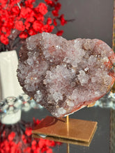 Load image into Gallery viewer, Druzy Pink amethyst heart with jasper 3028
