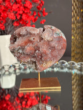 Load image into Gallery viewer, Red Druzy Pink amethyst heart 3025
