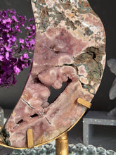 Load image into Gallery viewer, XL Druzy Pink amethyst moon with amethyst 3032
