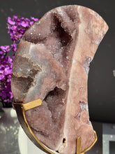 Load image into Gallery viewer, Large Druzy Pink amethyst moon   With amethyst 3032
