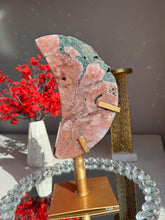 Load image into Gallery viewer, Large Druzy Pink amethyst moon with jasper  3030
