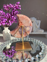 Load image into Gallery viewer, Pink Amethyst Moon Crystal, Double Sided Display with Stand 3070
