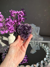 Load image into Gallery viewer, Uruguay Amethyst Heart Healing Crystal with Stand 2855
