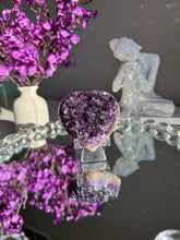 Load image into Gallery viewer, Uruguay Amethyst Heart Healing Crystal with Stand 2855
