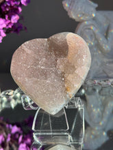 Load image into Gallery viewer, Pink Druzy amethyst heart healing crystals 1914
