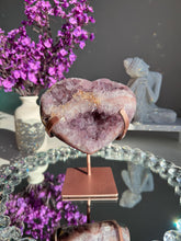Load image into Gallery viewer, Druzy pink amethyst heart with Amethyst and jasper 3079
