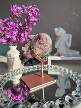 Load image into Gallery viewer, XL Druzy pink amethyst heart with Amethyst and jasper 3078
