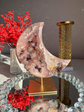 Load image into Gallery viewer, Berry red Pink amethyst moon with amethyst healing crystals 3071
