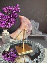 Load image into Gallery viewer, Pink Amethyst Moon Healing Crystal with Stand 3071
