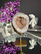 Load image into Gallery viewer, Pink rainbow Amethyst geode healing crystals 3054
