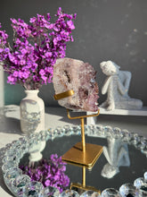 Load image into Gallery viewer, Rare sprinkled pink druzy and amethyst cluster 3090

