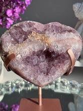 Load image into Gallery viewer, Druzy pink amethyst heart with Amethyst and jasper 3079
