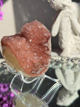 Load image into Gallery viewer, Coral pink rainbow amethyst geode with calcite healing crystals 3110
