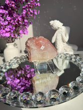 Load image into Gallery viewer, Coral pink rainbow amethyst geode with calcite healing crystals 3110
