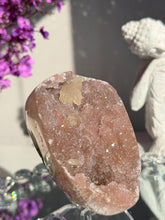 Load image into Gallery viewer, rainbow amethyst geode with calcite healing crystals 3110
