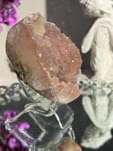 Load image into Gallery viewer, rainbow amethyst geode with calcite healing crystals 3110
