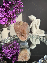 Load image into Gallery viewer, rainbow amethyst geode with calcite healing crystals 3110
