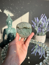 Load image into Gallery viewer, Green Amethyst Druzy Sphere, Crystal Healing Decor 3108
