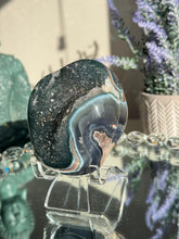Load image into Gallery viewer, Green druzy rainbow amethyst geode with agate healing crystals 3110
