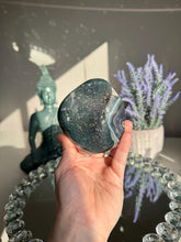 Load image into Gallery viewer, Green druzy rainbow amethyst geode with agate healing crystals 3110
