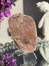 Load image into Gallery viewer, rainbow amethyst geode with calcite healing crystals 3110
