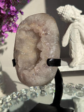 Load image into Gallery viewer, Druzy quartz geode on stand healing crystals 3110

