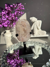 Load image into Gallery viewer, Druzy quartz geode on stand healing crystals 3110
