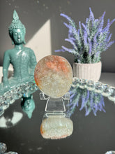 Load image into Gallery viewer, Green and orange rainbow amethyst geode 3130
