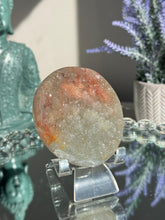 Load image into Gallery viewer, Green and orange rainbow amethyst geode 3130
