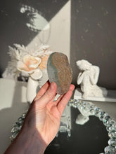 Load image into Gallery viewer, Orange yellow and green rainbow amethyst geode 3129
