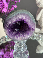 Load image into Gallery viewer, Amethyst Sphere with Jasper Geode, Polished Crystal Ball (96mm) 3122
