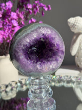 Load image into Gallery viewer, Amethyst Sphere with Jasper Geode, Polished Crystal Ball (96mm) 3122
