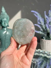 Load image into Gallery viewer, Green rainbow amethyst geode with pink  3129
