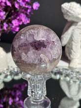 Load image into Gallery viewer, amethyst sphere with green/ pink pastel banding  3152
