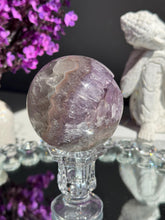 Load image into Gallery viewer, amethyst sphere with green/ pink pastel banding  3152
