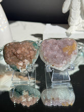Load image into Gallery viewer, Druzy rainbow Amethyst heart set of 2 pieces 3156 3156
