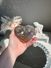 Load image into Gallery viewer, Orange rainbow Amethyst heart 3154
